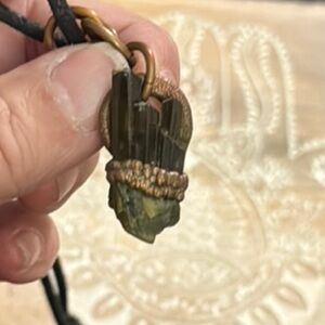 Green Epidote Crystal Pendant Necklace